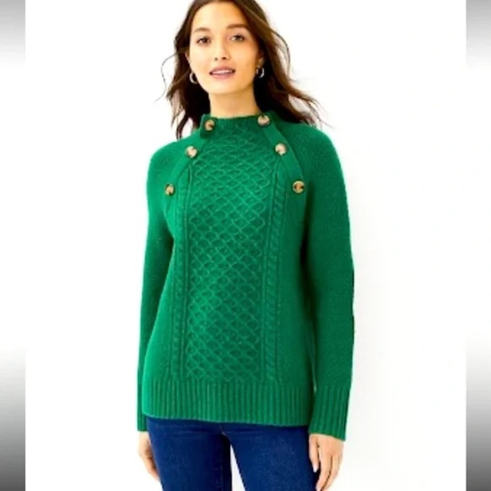 Ann Taylor Kelly Green Wool Blend Mock Turtleneck, Small